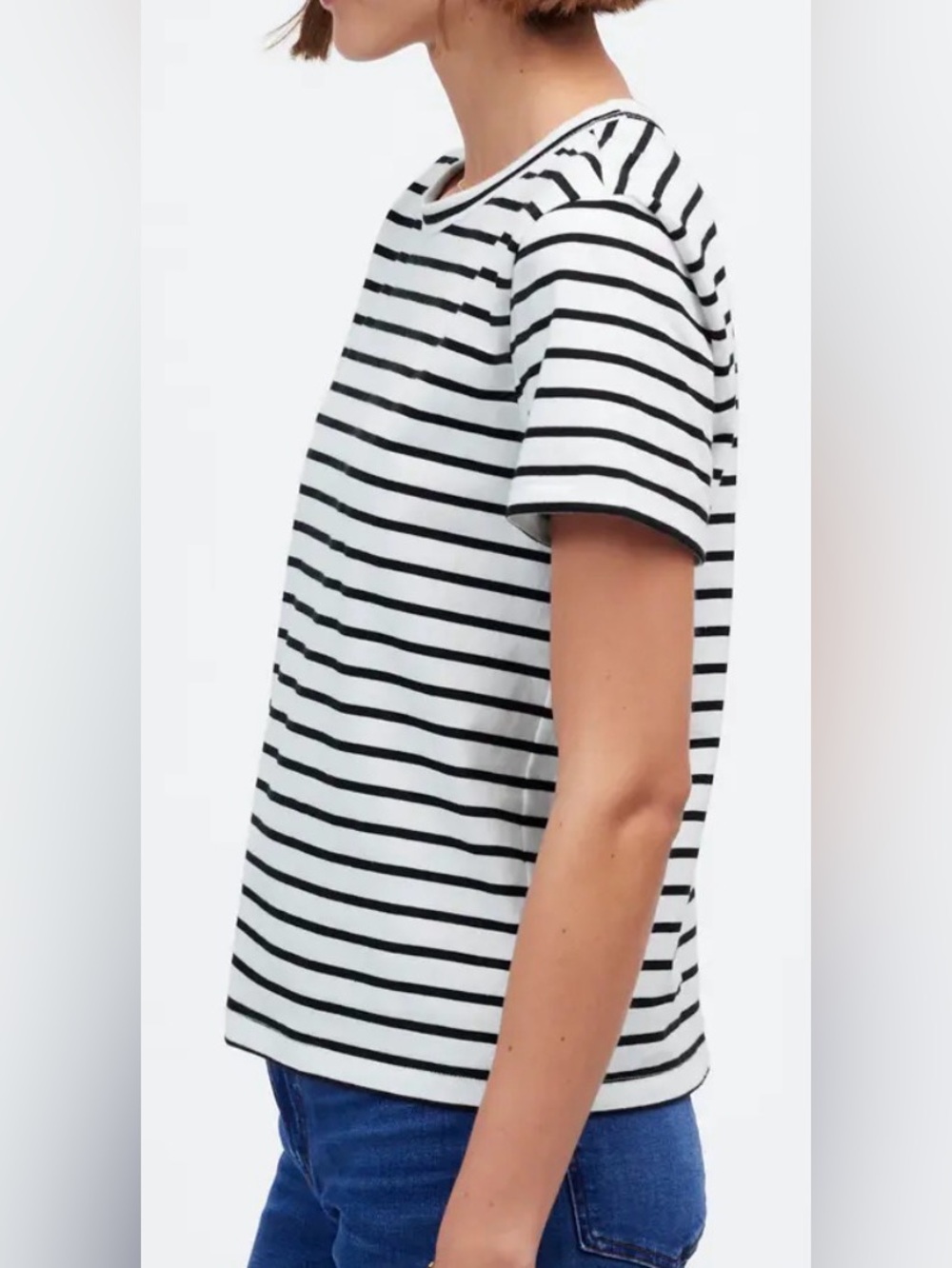 Madewell Black & White Striped Crewneck Tee - Picture 2 of 6